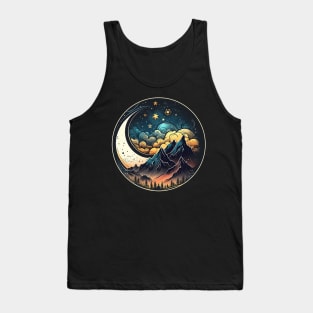 Mountains and moon, outdoor design, mountain landscape Tank Top